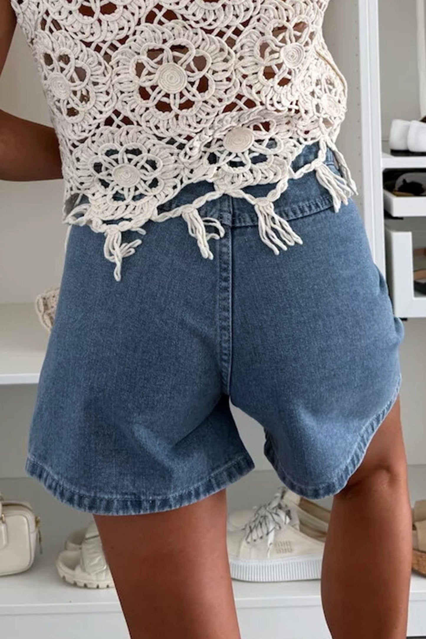 Blue Flap Denim Shorts LT