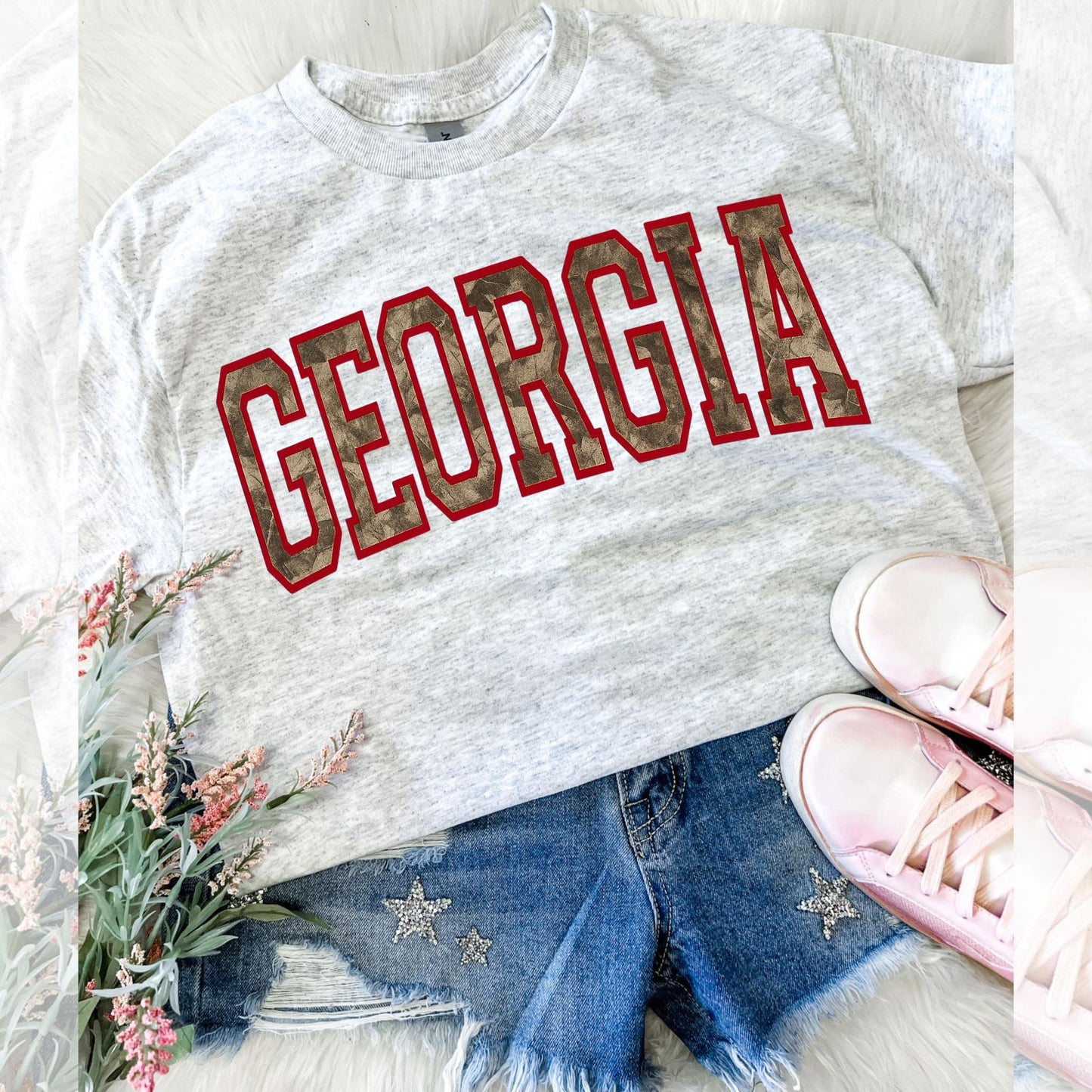 Camo Red Outline Georgia Tee