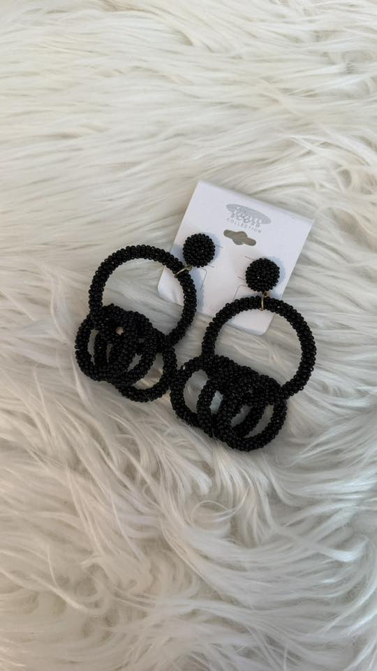 Black Beaded Earrings