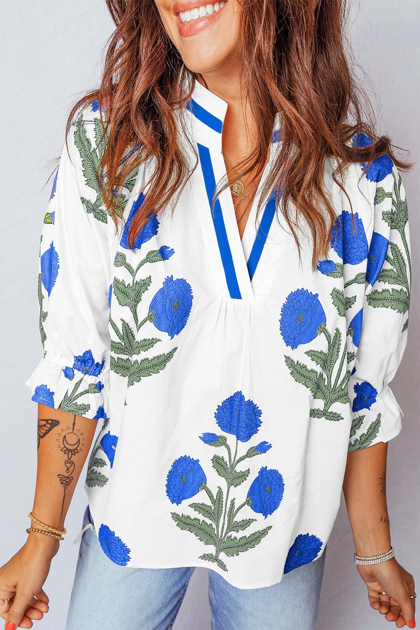Blue Wild Flower Blouse