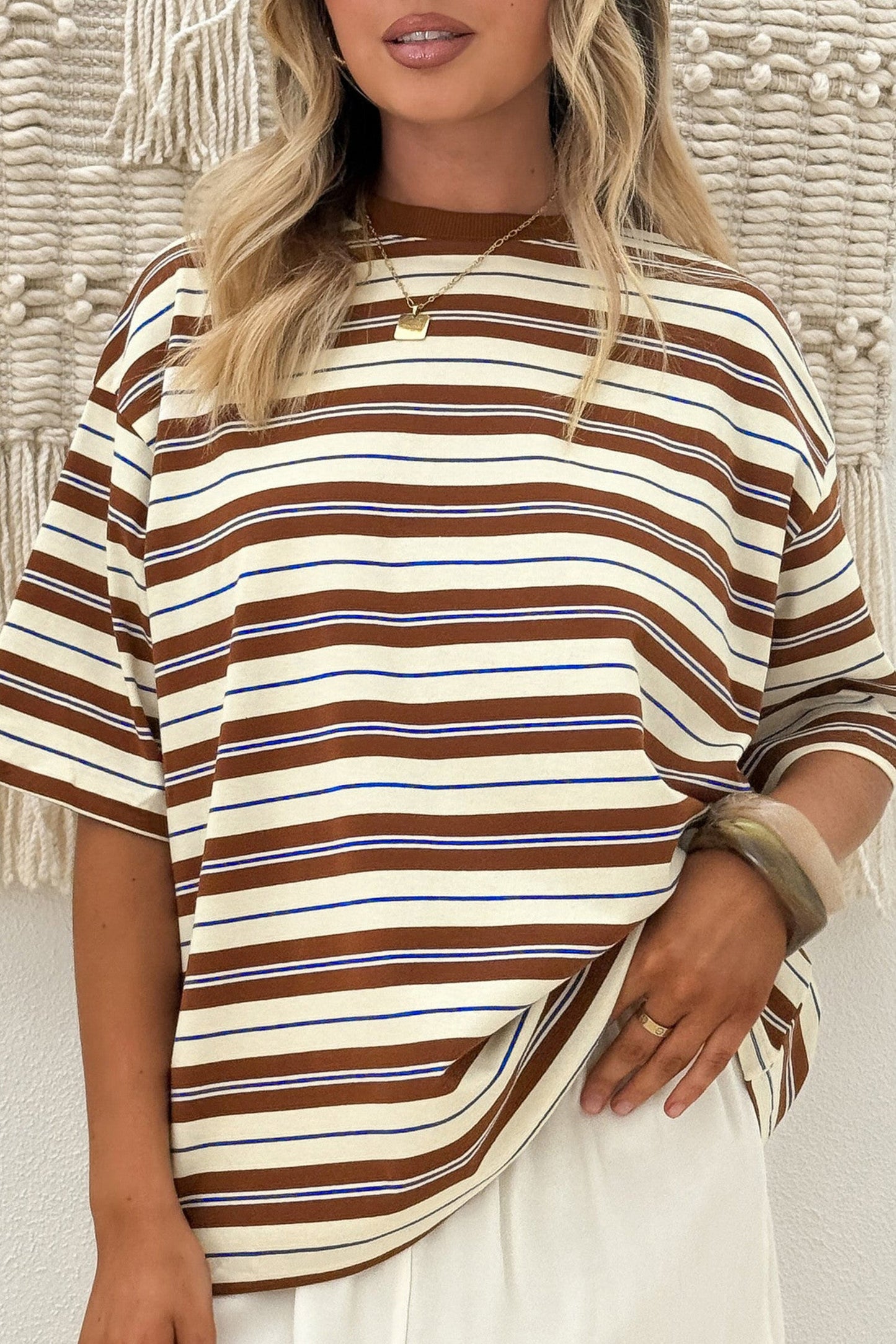 Brown Stripe Oversize Top
