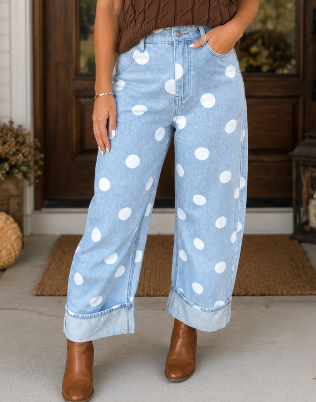 Polka-Dot Casual Jeans
