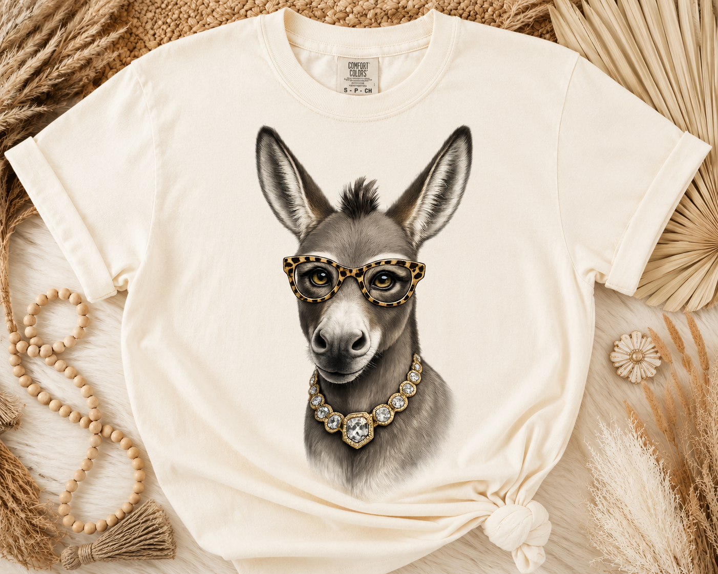 Rhinestone Necklace Donkey Tee.