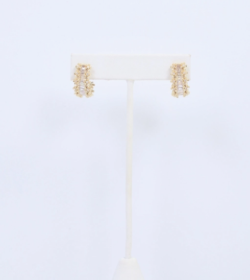 Gold Hoop Baguette Earrings