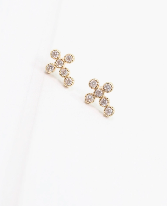 Gold Cross Earrings