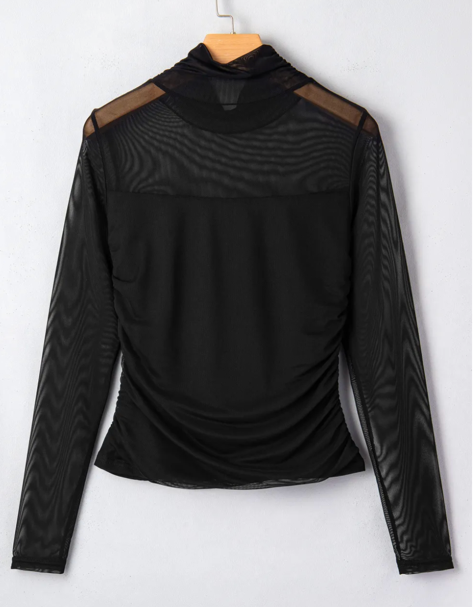 Black Mesh Long Sleeve Top