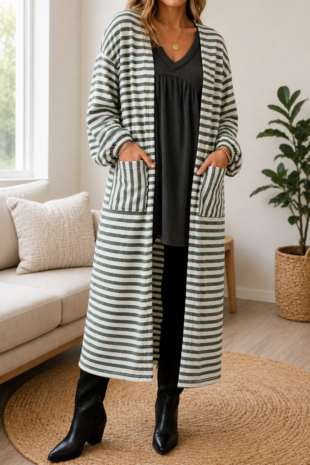 Stripe Oversized Cardigan