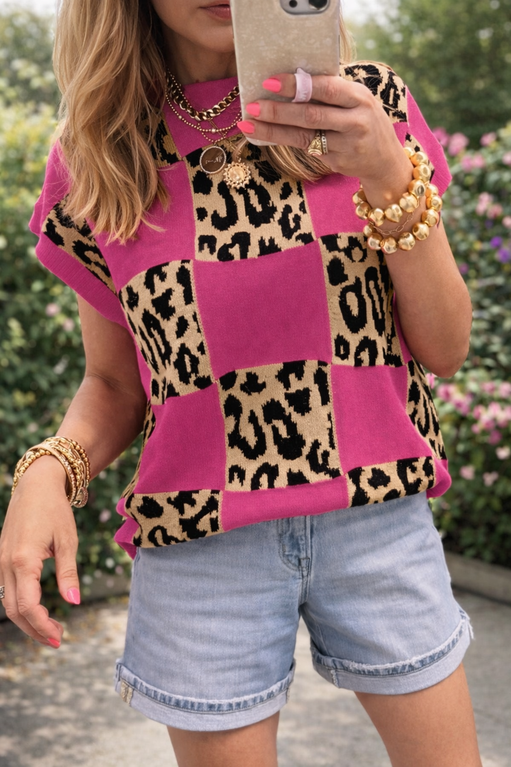 Leopard Checker Sweater FB