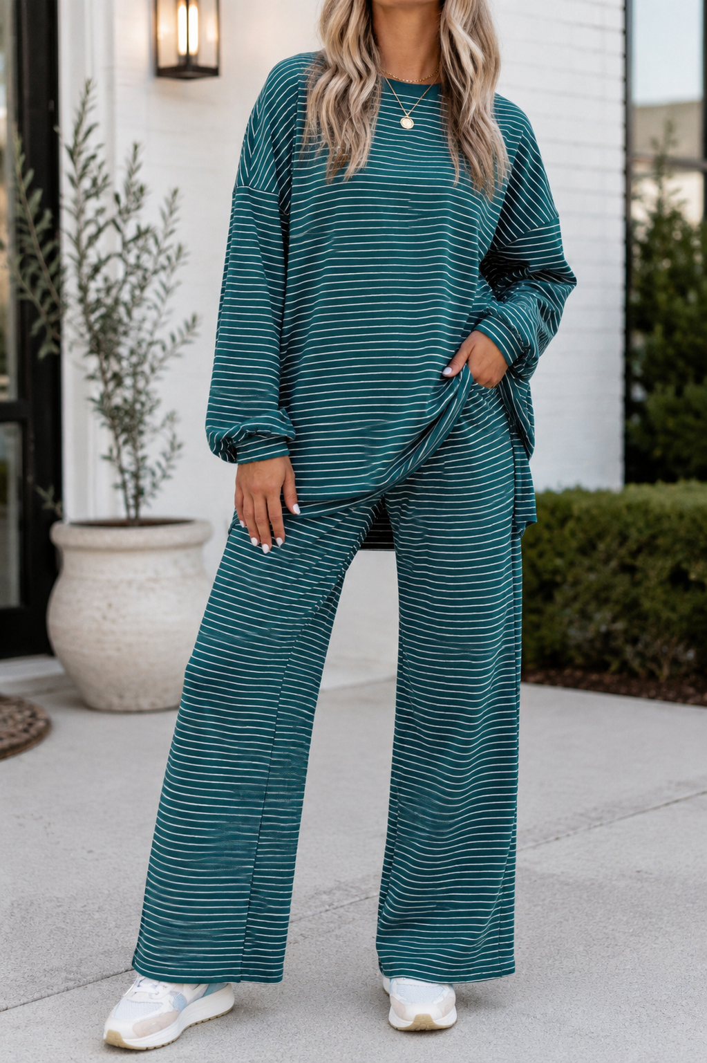 Stripe Elastic Casual Set