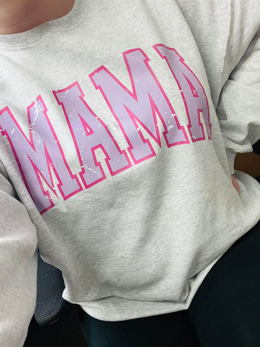 Distressed Pink/Purple MAMA Graphic Sweatshirt