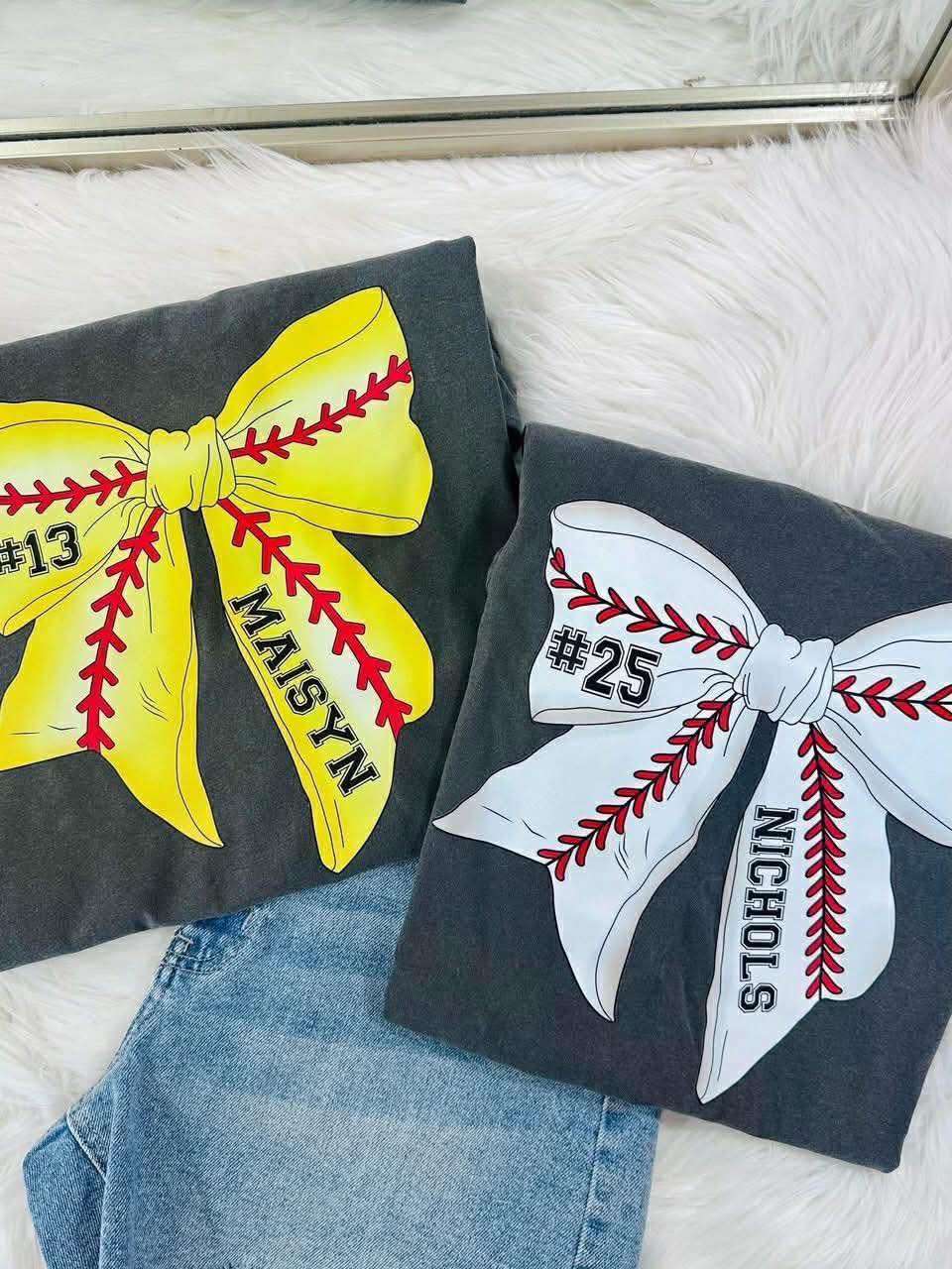 Softball Bow with Name and Number