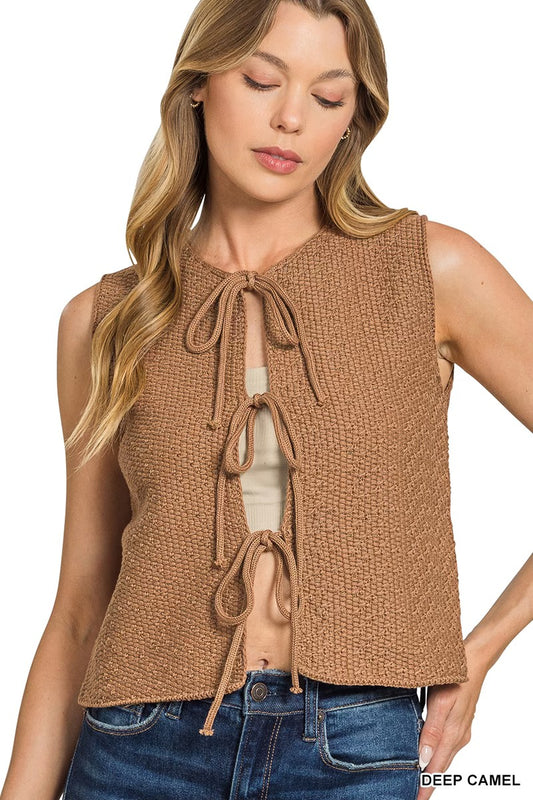 Tie Front Sweater Vest