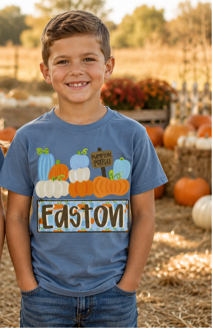 Youth Boy Custom Pumpkin Patch Tee.