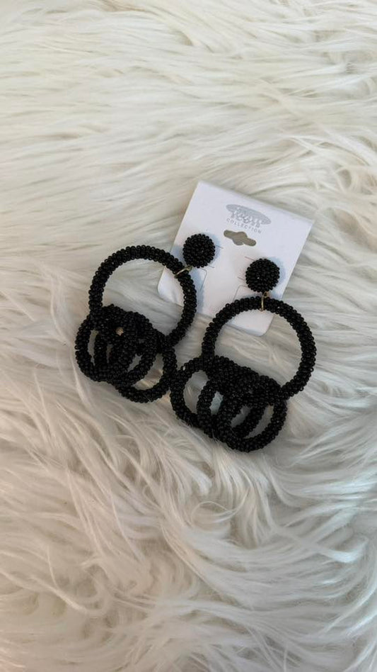 Black Beaded Earrings
