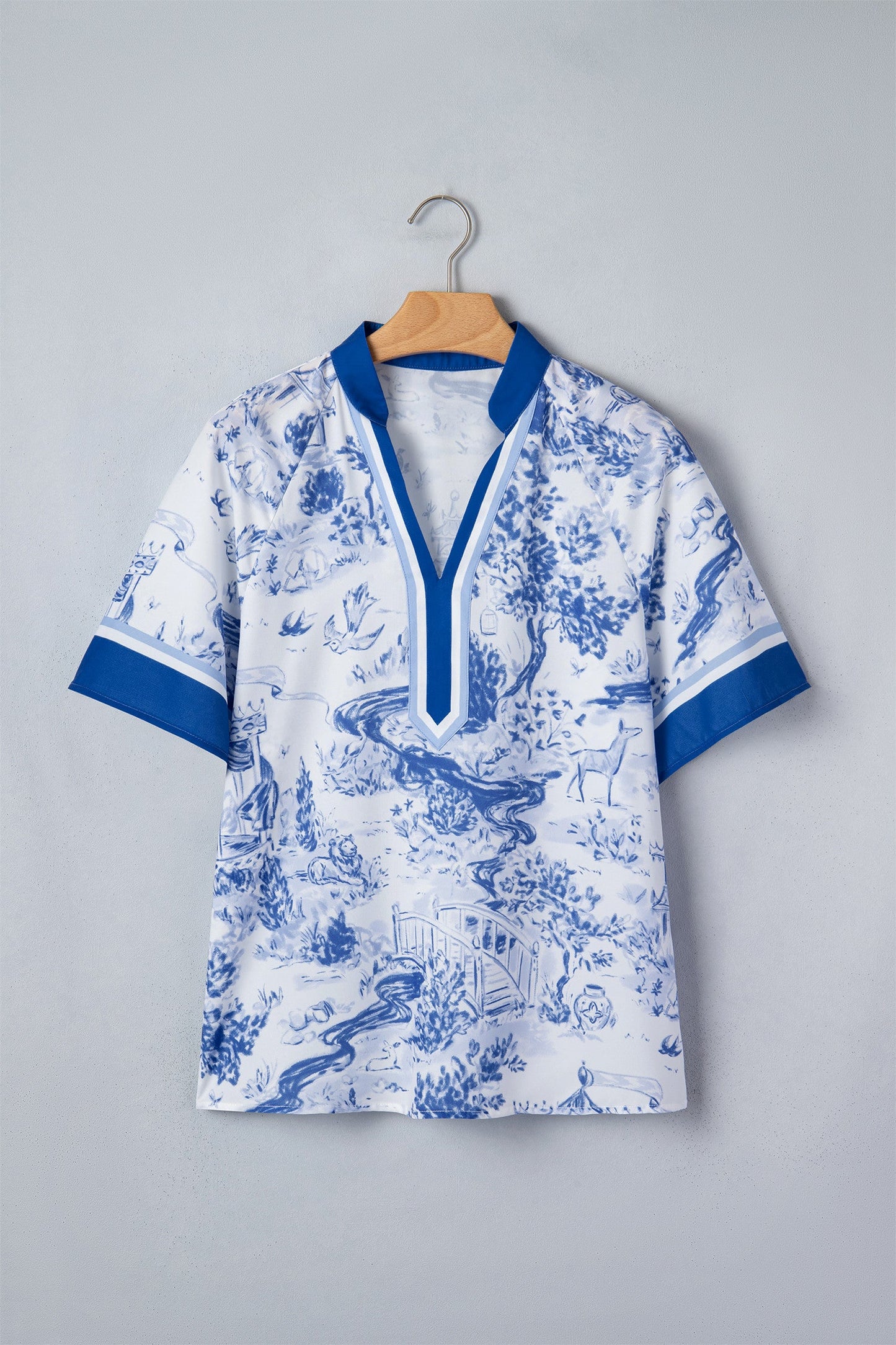 Blue Print Raglan Blouse