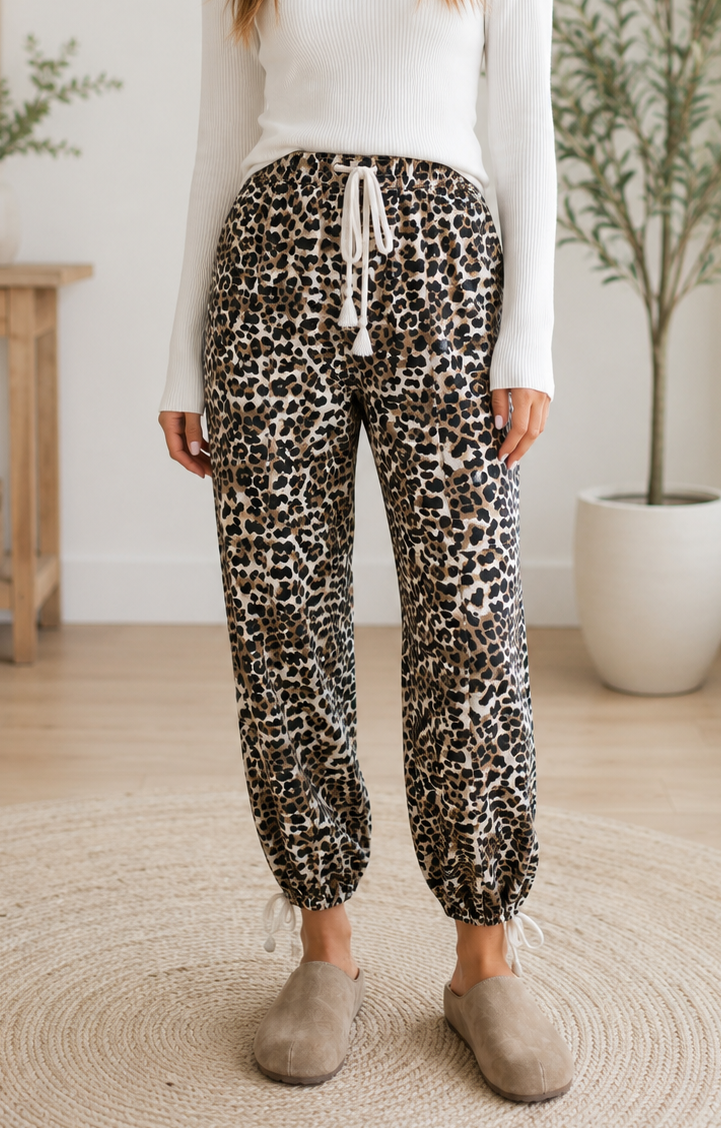 Black Leopard Joggers