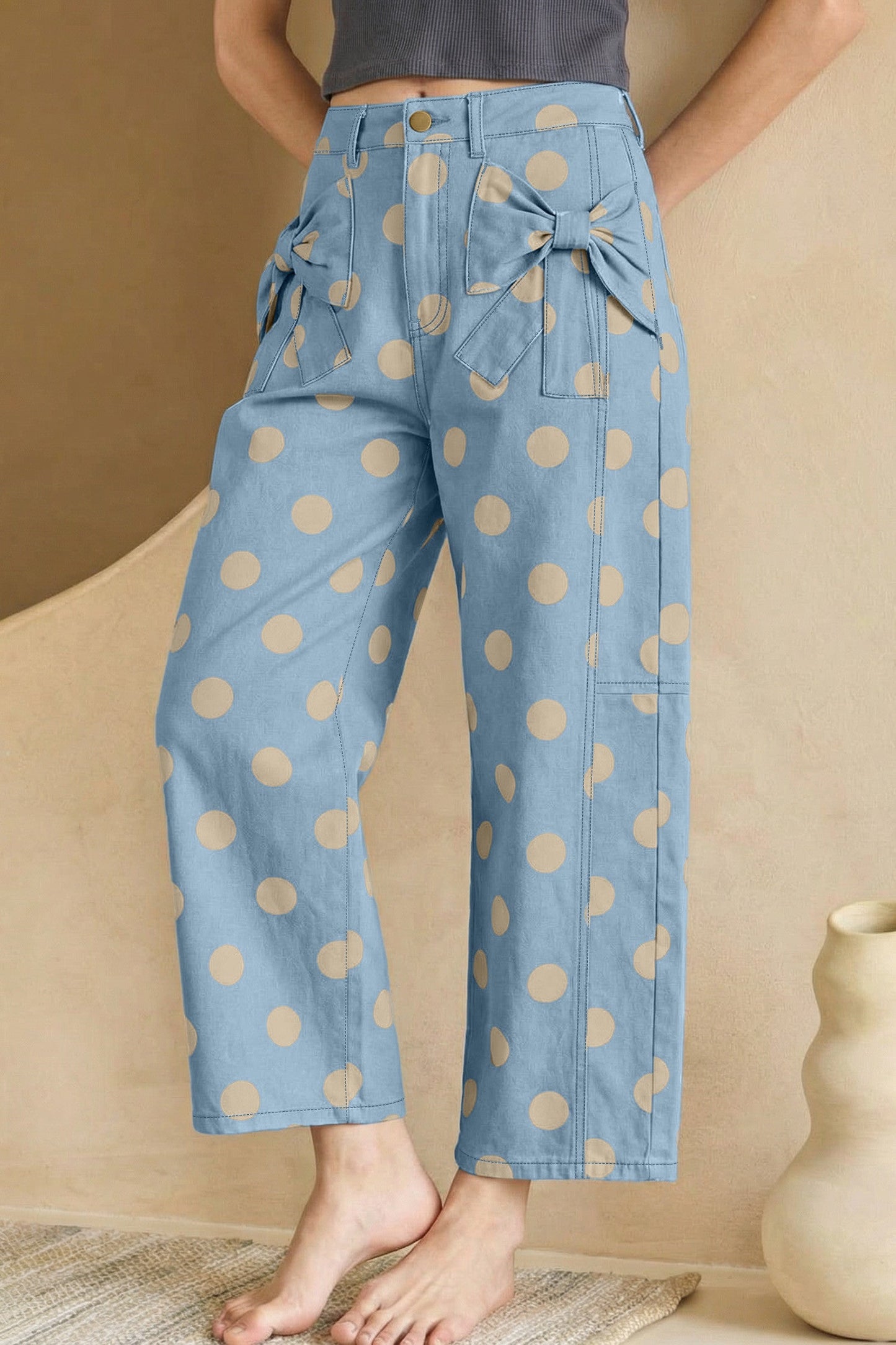 Blue Polka Dot Bow Jeans