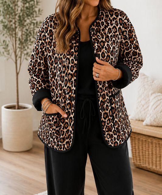 Brown Leopard Quilted Jacket