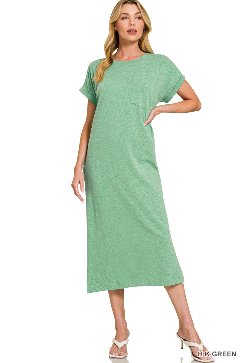 Round-Neck Midi Dress Zenana New RTS
