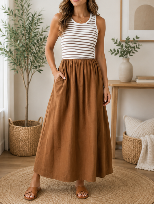 Chestnut Striped Dress