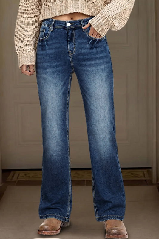 Dark Acid Wash Straight Jeans