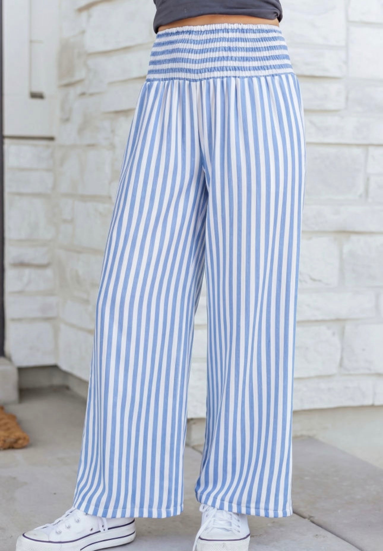 Stripe Shirred Summer Pants