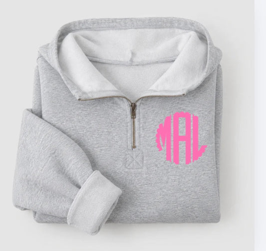 Monogram Fleece Lined Half Zip Pullover
