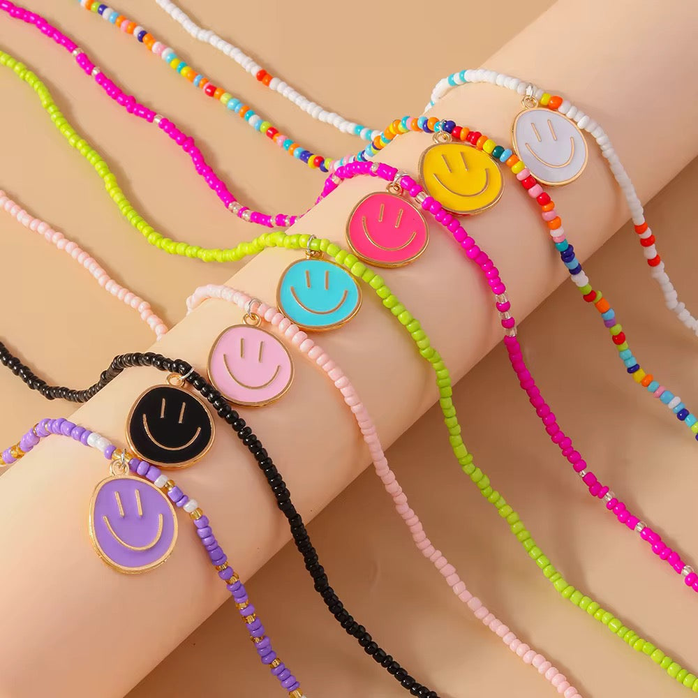 Smiley Beaded Necklace RTS