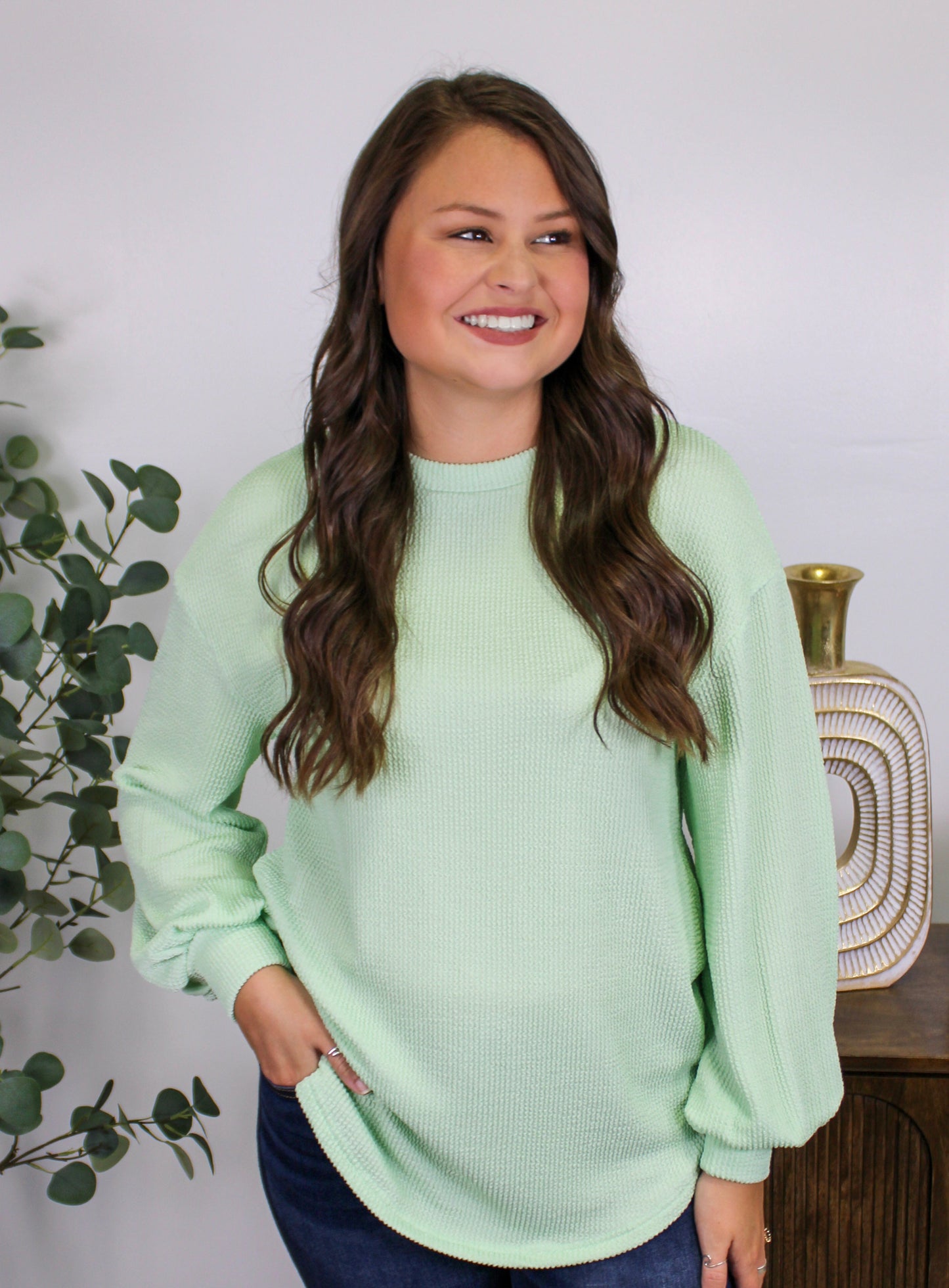 Light Green Ribbed Top LT