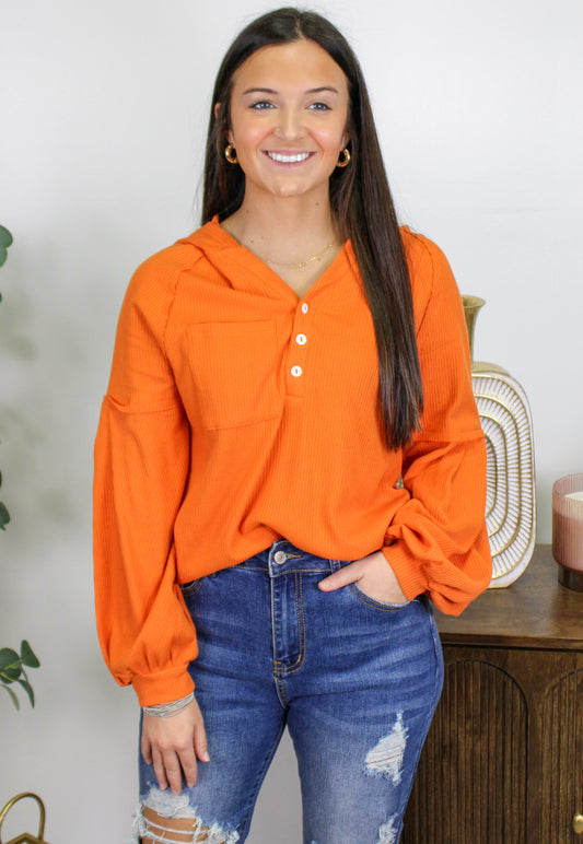 Orange Waffle Knit Top LT