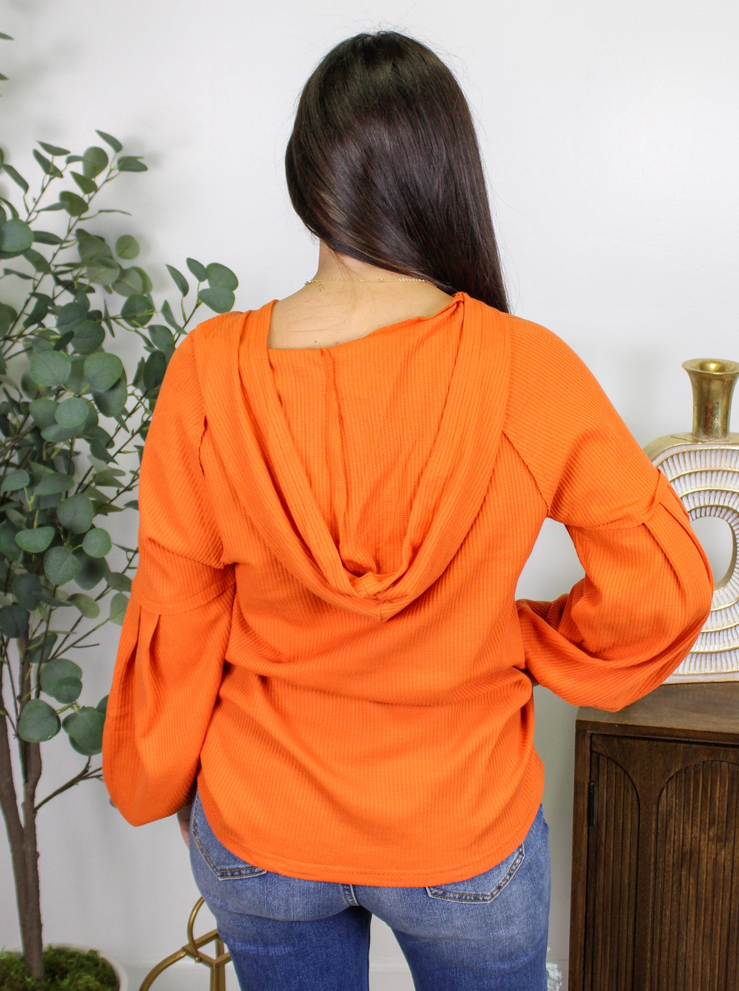 Orange Waffle Knit Top LT