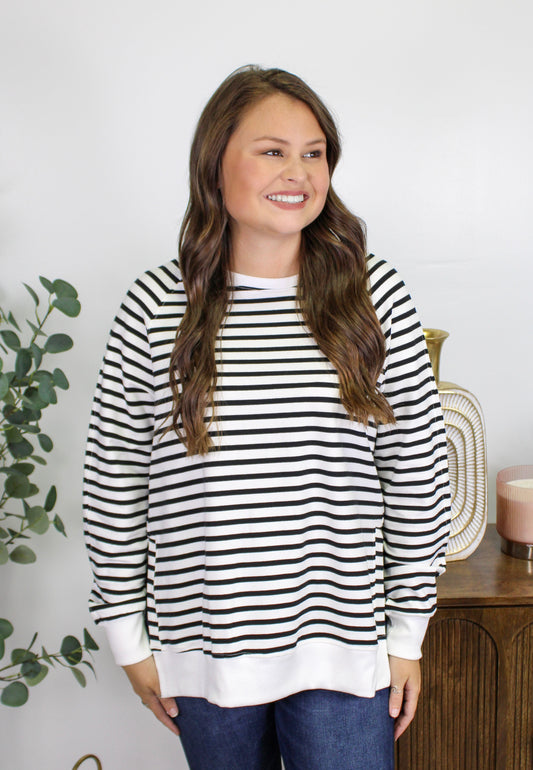 Black Striped Sweatshirt LT