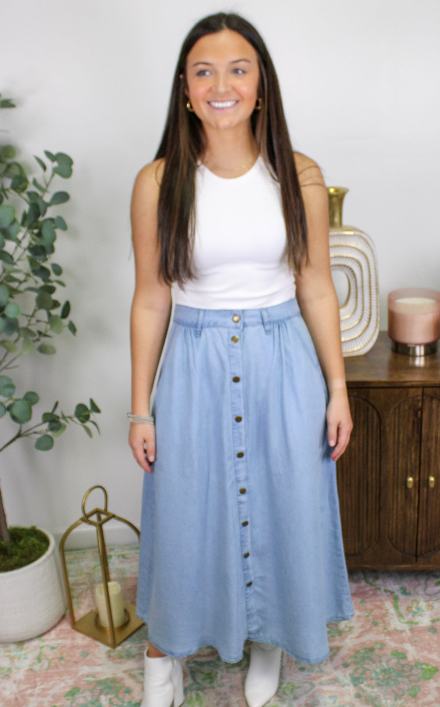 Button Up Midi Skirt RTS