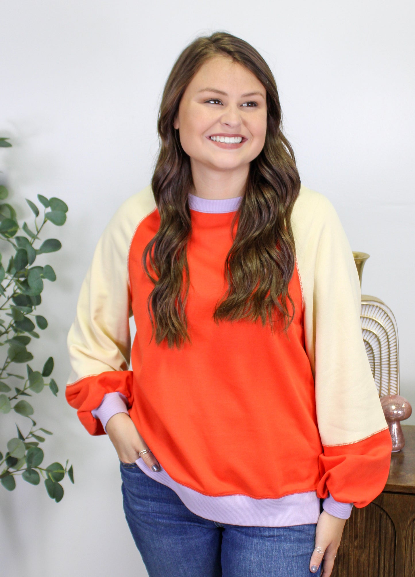 Burnt Orange Colorblock Pullover LT