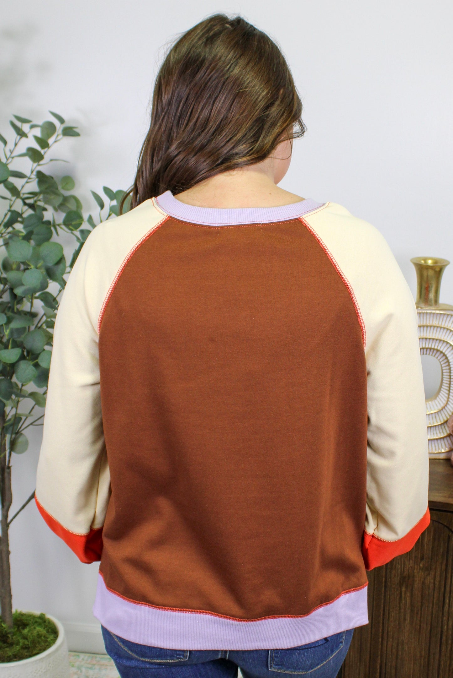 Burnt Orange Colorblock Pullover RTS