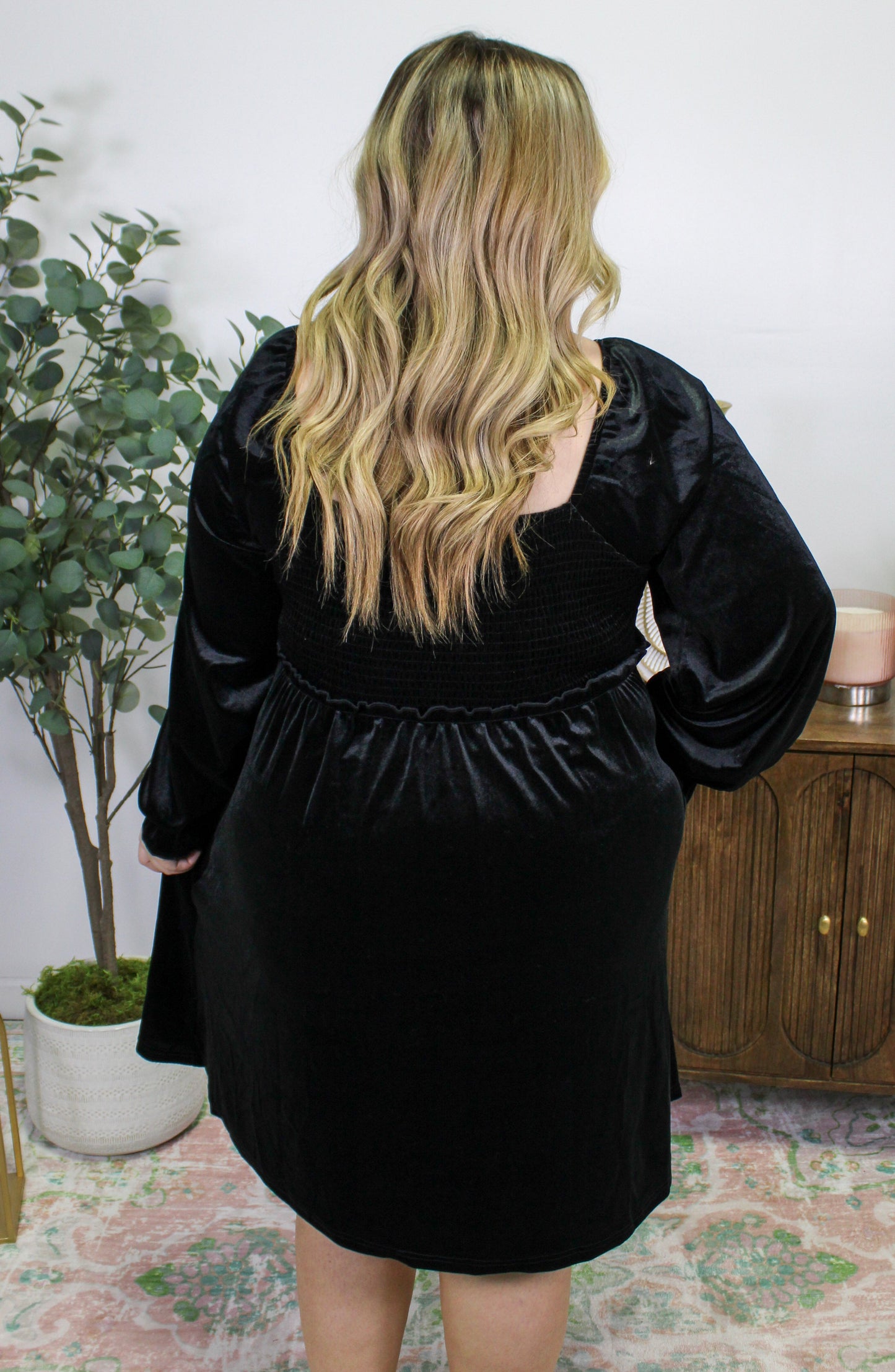 Black Velvet Plus Size Dress LT