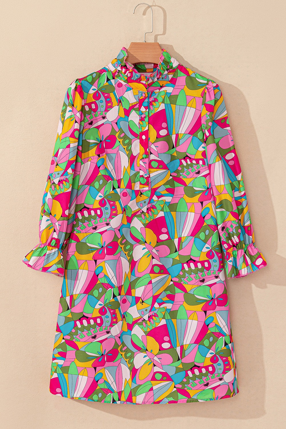 Abstract Button Up Dress