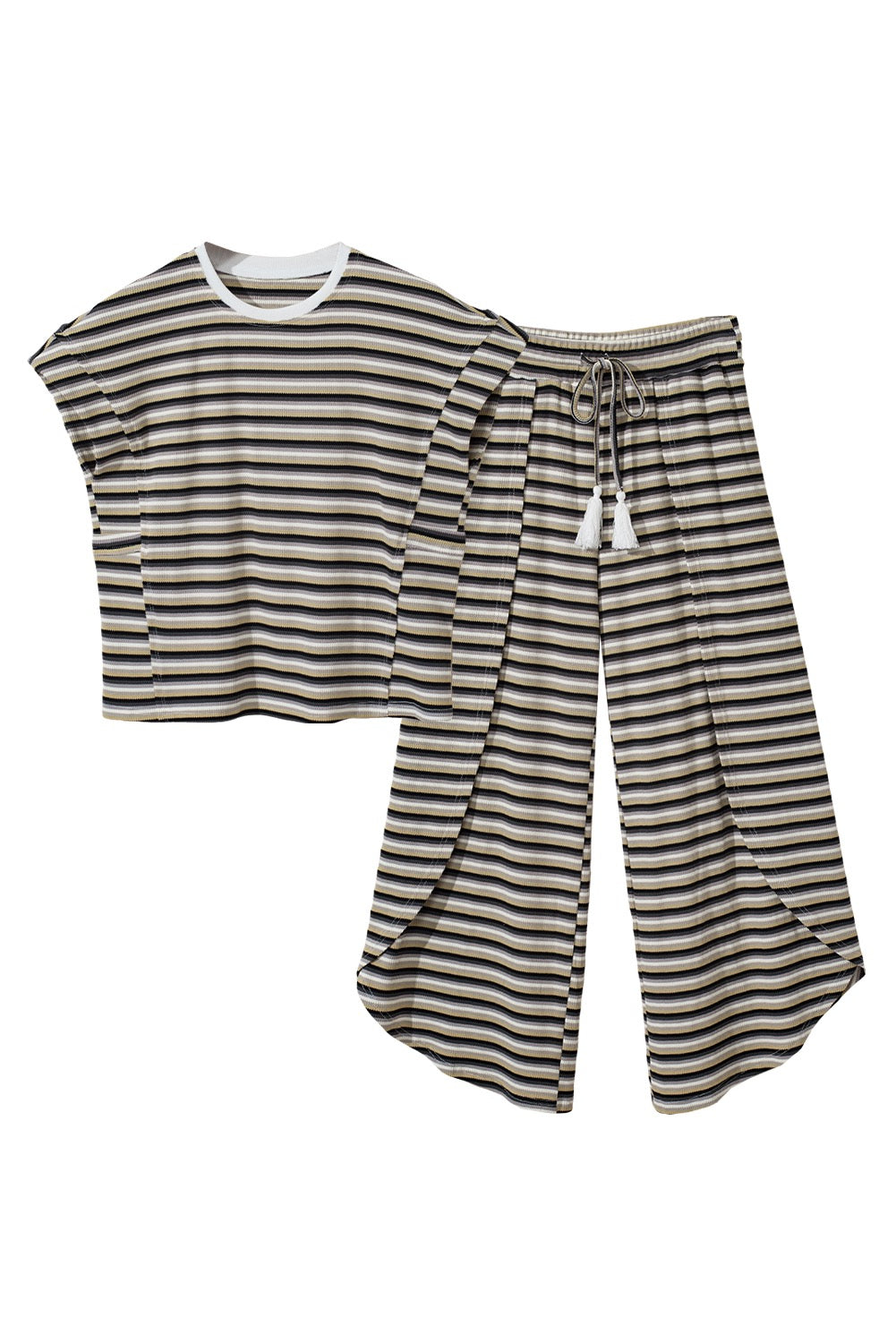 Khaki Striped Pants Set RTS