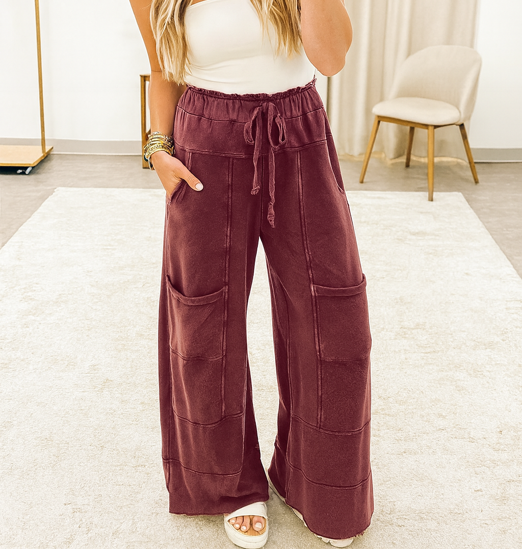 Mineral Wash Raw Hem Pants *MULTIPLE COLORS* RTS