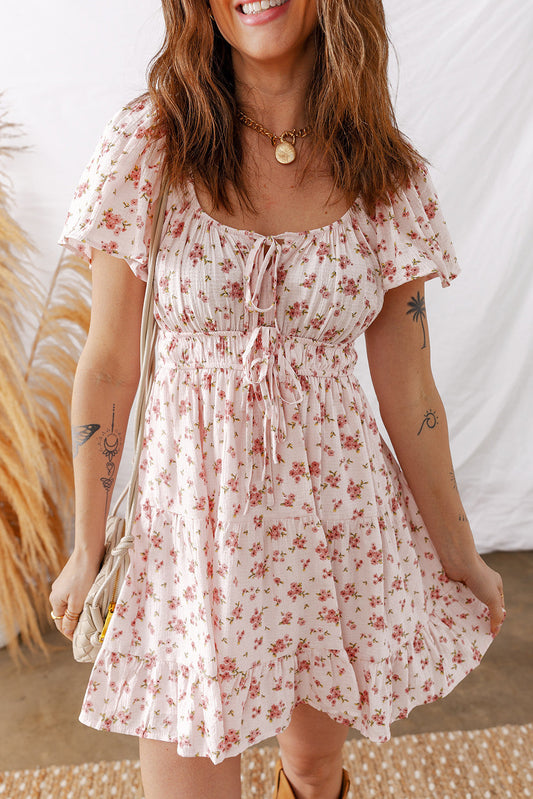 Pink Front Tie Floral Dress February.