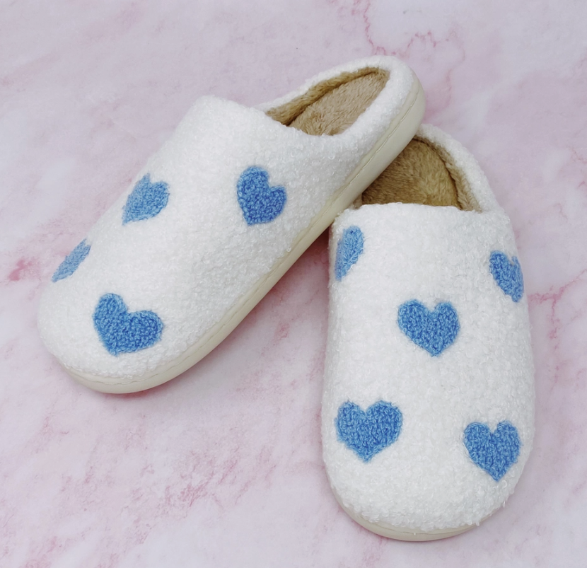 Blue Heart Slippers