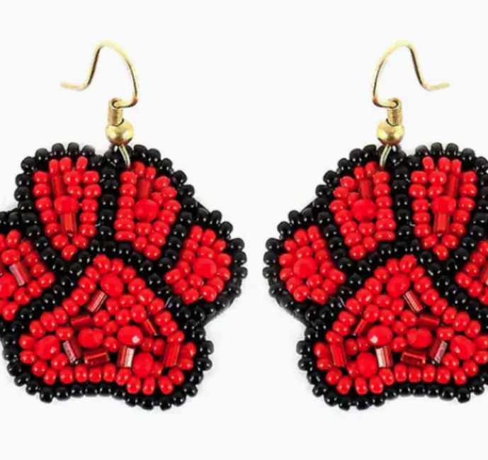 Red and Black Paw Earrings