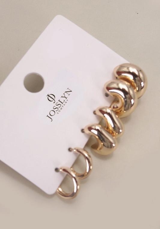 Trio Huggie Earrings