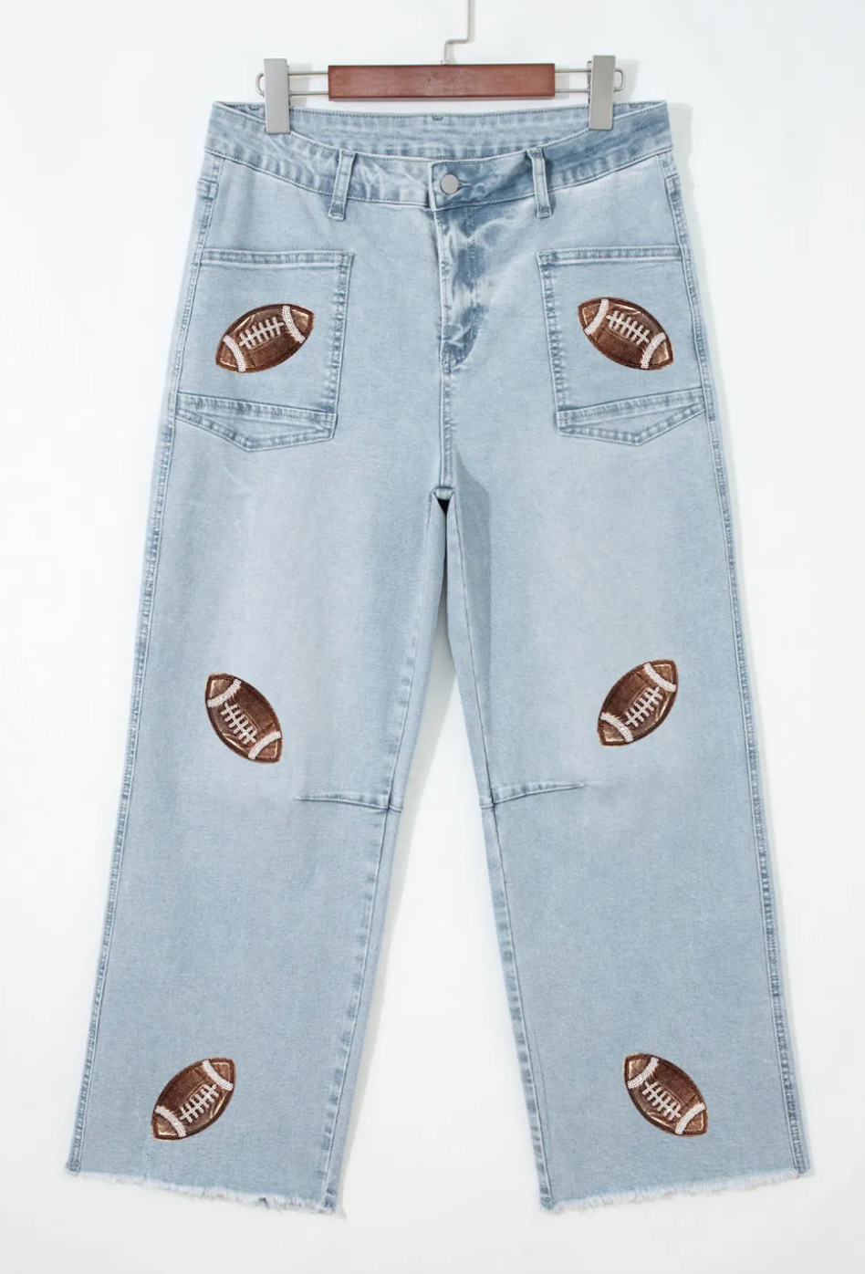 Football Sequin Patch Jeans RTS
