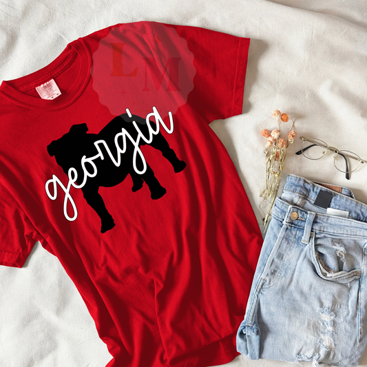 Comfort Colors Red Tee with Black Bulldog