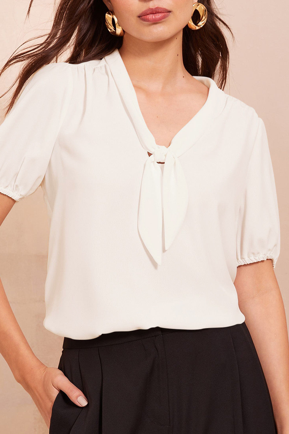 White Bow Tie Blouse LT
