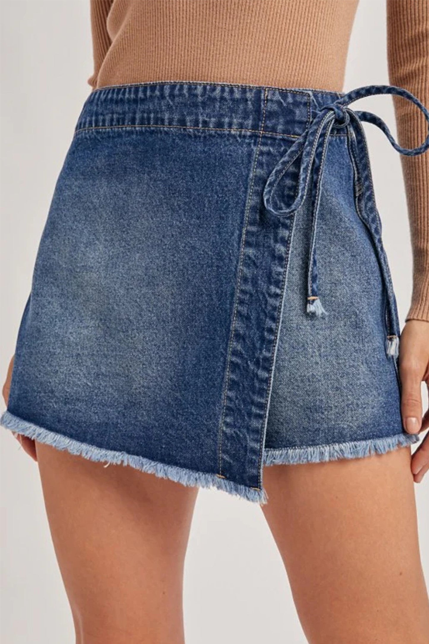Wrapped Tied Waist Denim Skort