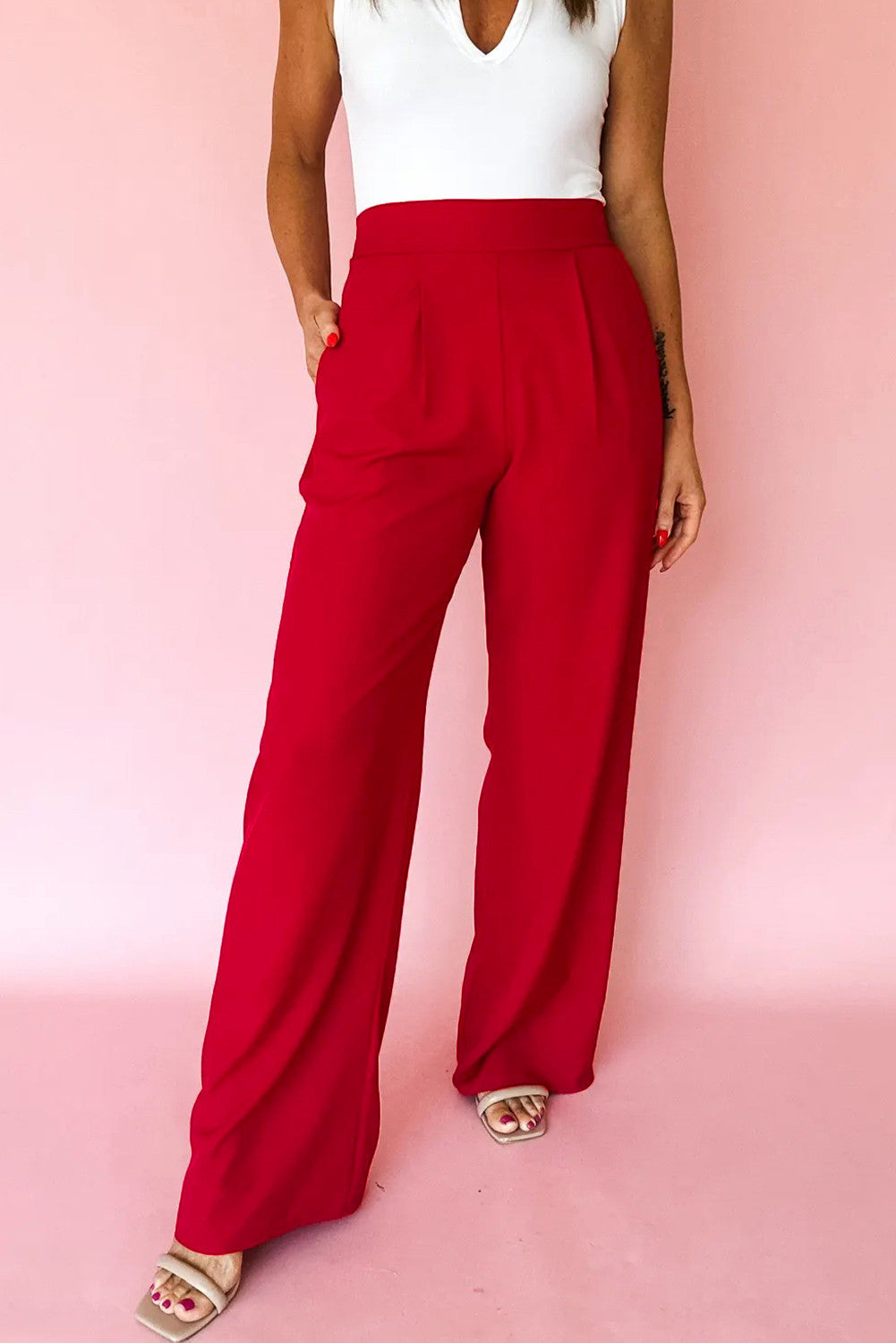 Pleated Elastic Pants